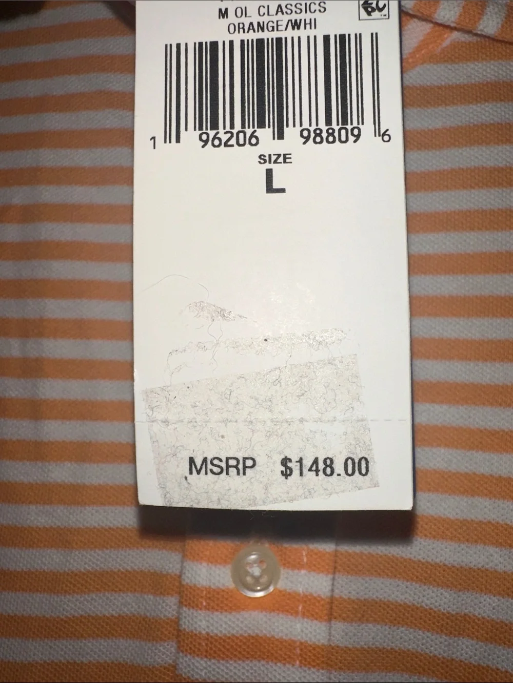 Ralph Lauren Men’s Orange and White Striped Polo with Pocket